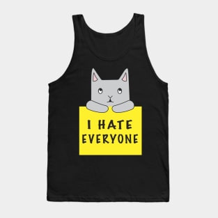 Cat Hates Everyone {Yellow Sign) Tank Top